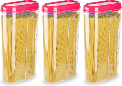 Plasticforte Voedselcontainer strooibus - 3x - roze - 2350 ml - kunststof - voorraadpotten