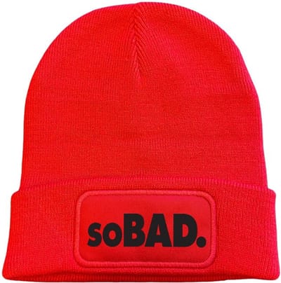 soBAD. wintermuts rood - zwart | Wintersport | Après ski outfit Warme Muts voor Volwassenen | Heren en Dames Beanie