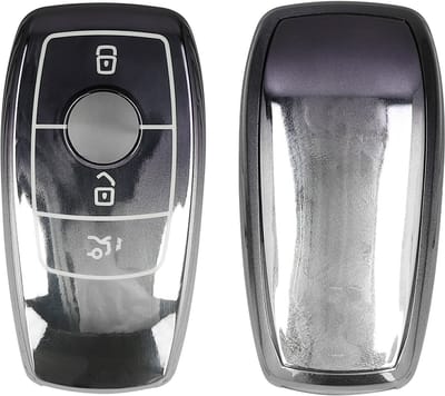 kwmobile autosleutel hoesje geschikt voor Mercedes Benz Smart Key autosleutel (alleen Keyless) hoes - TPU autosleutel behuizing - Beschermende auto sleutel case - Sleuteletui in donkergrijs / zilver