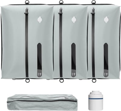 Famanu – Herbruikbare vacuümzakken voor reiskleding met pomp - 3 vacuümzakken voor koffer/rugzak - waterdicht - organizer voor koffer - compressiekoffer - met luchtdichte ritssluiting
