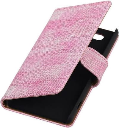 Hagedis Bookstyle Wallet Case Hoesje Geschikt voor Sony Xperia Z4 Compact Roze
