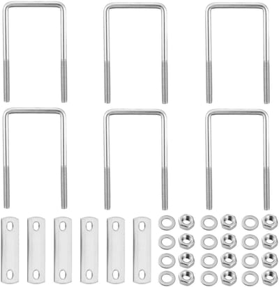 Dailygoods- U-bouten 6-delig - Vierkante Beugels - M6 - Roestvrij Staal 304 - Bevestigingsset - Corrosiebestendig