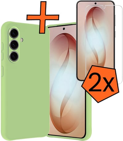 Hoes - Met 2x Screenprotector - Geschikt voor Samsung Galaxy S26 - Sterk & Shockproof - Back Cover - Siliconen Case - Telefoon Hoes - Groen