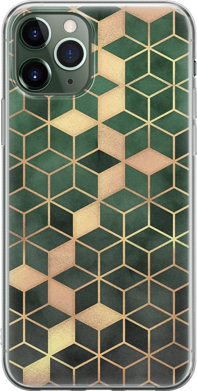 Leuke Telefoonhoesjes - Hoesje geschikt voor iPhone 11 Pro - Groen kubus - Soft case - TPU - Print / Illustratie - Groen