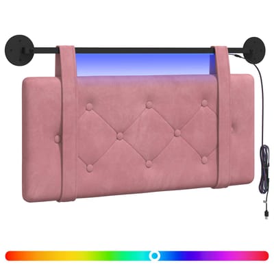 vidaXL - Hangend - hoofdbord - Met - LED-verlichting - Roze - Fluweel