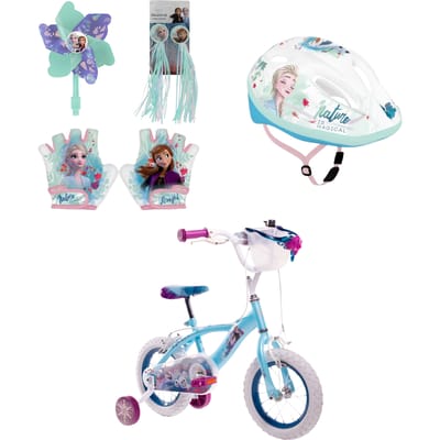 Frozen fietsset; fiets 12 inch, handschoenen, windmolen, stuur fransjes en helm