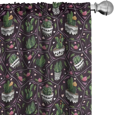ABAKUHAUS Kaktusgordijnen – 2-delige set 75x225 cm – microvezel, veelkleurig