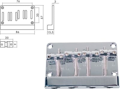 Boston BB-304-C Brug-Staartstuk voor Jocker/Puncher Bass - Chroom, 20mm