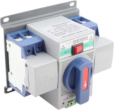 OmGoods - Dailygoody - Mini Dubbele Automatische Voedingsschakelaar - Betrouwbare Elektronische Schakelaar - 220V 63A 2P - Voor Veiligheid en Betrouwbaarheid -