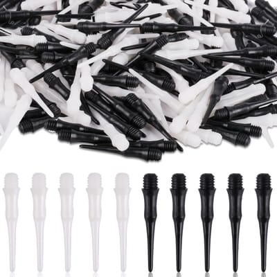 Set van 200 Zachte Dartpunten van Plastic, Korte 2BA Darts Tips in Zwart en Wit, Vervangingsonderdelen voor Darts