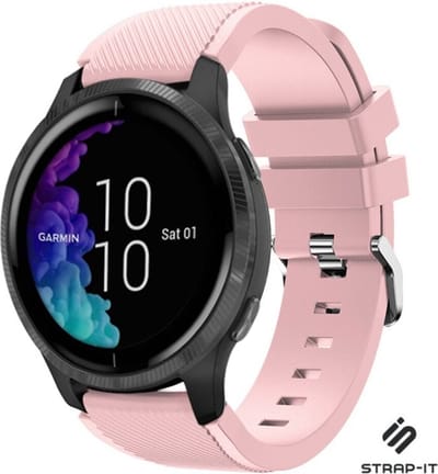 Strap-it Smartwatch siliconen bandje - geschikt voor Garmin Venu / Venu SQ / Vivomove HR / Forerunner 245 / 570 - 42mm / 645 - roze