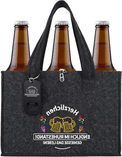6-delige biercadeauset voor mannen, grappige verjaardagscadeaus met flesopener en grijsvilt, perfect voor bierliefhebbers en feestelijke gelegenheden