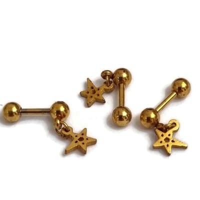 Aramat Jewels | Piercings | Helixpiercing Ster Chirurgisch Staal met Sterretje | | | |6mm | Staal | Volwassenen | Verkleurd niet