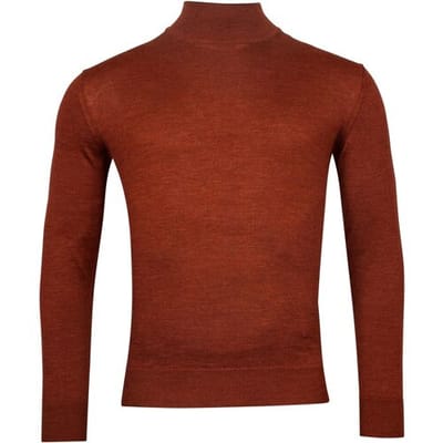Baileys Trui Merino High Turtleneck Single Knit Deep Orange / male