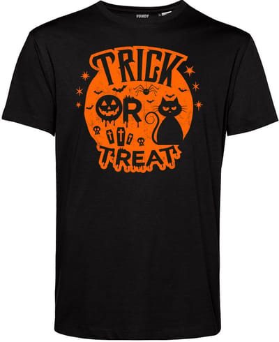 T-shirt Trick Or Treat Cat | Halloween Kostuum Volwassenen | Halloween | Foute Party | Zwart | maat XS