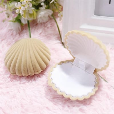 Boîte à bijoux en velours en forme de coquille, boîte à bagues de fiançailles de mariage pour boucles d'oreilles, collier, Bracelet, présentoir, support de boîte cadeau, rangement