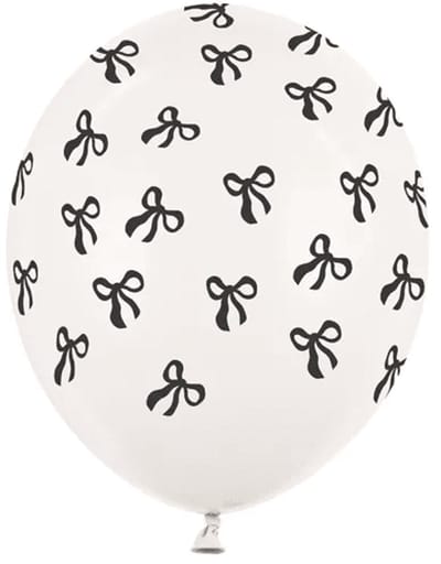 PartyDeco - Latex ballonnen met strikjes - pastel off white - 6 stuks