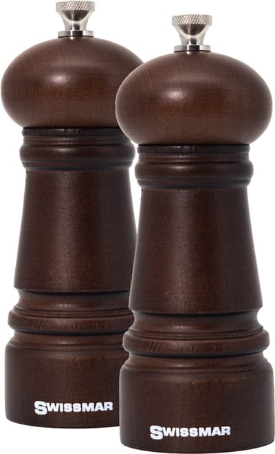 SWISSMAR - Manor peper en zoutmolen set 14 cm Beukenhout - 2 Stuks - Instelbare maalgraad - Luxe kwaliteit - Hervulbaar - Peper molen - Houtmolen - Zout molen - Huis Cadeautje - Keuken accesoires -