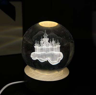 Klarigo® Nachtlamp – 3D LED Lamp – Glazen Bol – Warm Licht – Bureaulamp – Nachtlampje Kinderen – Creative lamp