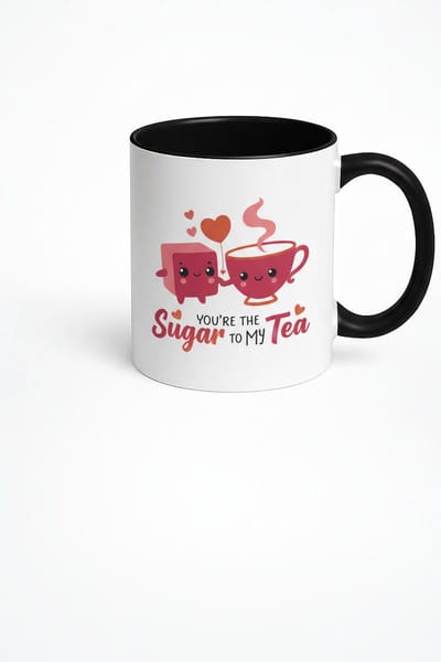 Valentijn Mok 'You're the Sugar to My Tea' - Liefdes Mok met Thee & Suiker Cartoon