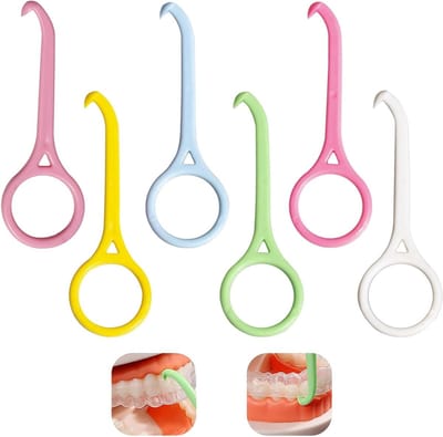 Set van 6 Verwijderingshulpmiddelen voor Beugels, Onzichtbare Beugelverwijderaar, Ronde Hulpmiddelen met Haak voor Beugels in 6 Kleuren, Perfect voor Tandheelkundige Behandelingen