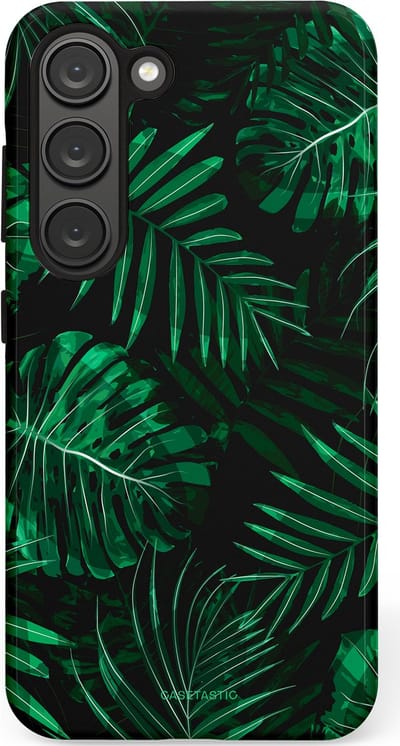 Casetastic hoesje geschikt voor Samsung Galaxy S23 - Dubbellaagse bescherming - Jungle blad - Fashion Case - Donkergroen Zwart