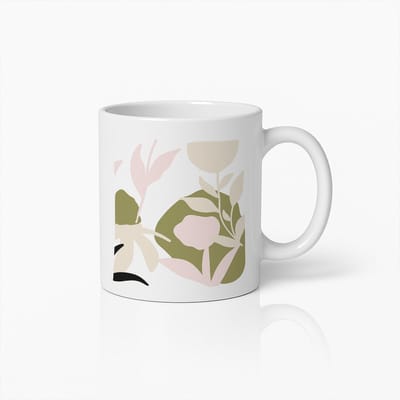 Stijlvolle Bloemenprint Mok 330ml | Moderne Minimalistische Koffiekop | Uniek Cadeau voor Thee- & Koffieliefhebbers