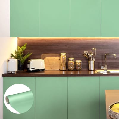 Waterdichte vinyl zelfklevende rol per meter - Afwasbare sticker voor keuken, meubels, kasten, deuren - 60 cm x 6 m - Mintgroen