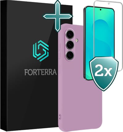 Hoesje Met 2x Screenprotector - Geschikt voor Samsung Galaxy S25 FE - Sterk & Shockproof - Telefoon Hoes - Back Cover - Siliconen Case - Lila