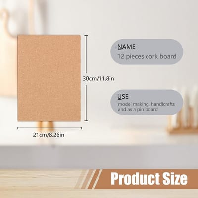 Pack 12 Kurkplaten 30x21 cm 1 mm - voor Modelbouw, Prikbord, Isolatie, Handwerk en Terrarium