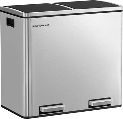 Afvalemmer afvalscheidingssysteem met 2 vakken - pedaalemmer voor de keuken - 2 x 24 liter - softclose binnenemmer - kunststof - zilverGroot. pedaalemmer 50 liter