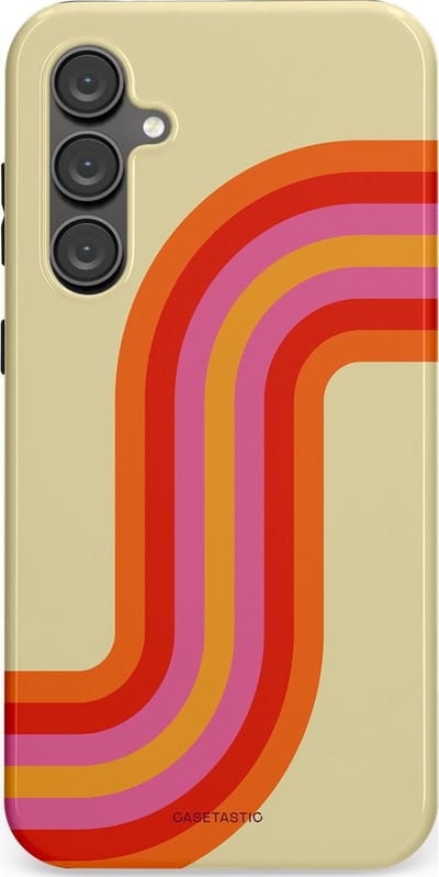 Casetastic hoesje geschikt voor Samsung Galaxy S23 FE - Dubbellaagse bescherming - Retro bocht - Fashion Case - Zand Rood Oranje Roze
