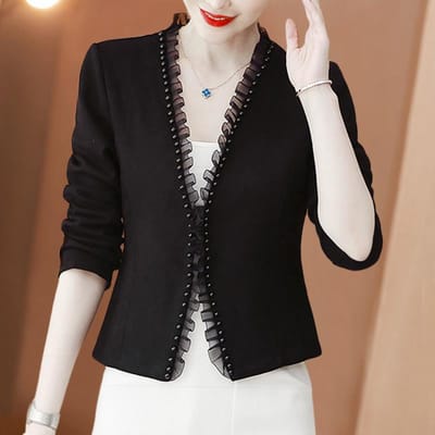Wit colbert voor dames lang kort jasje voor dames voor dames veelzijdige cardigan sjaal cheongsam top 3XL