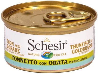Natuurlijke kattenvoer in bouillon met tonijn en goudbrasem - 24 blikjes 70 g