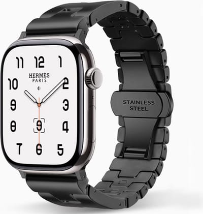 Stravo Klassiek Design Metalen Bandje – Geschikt voor Apple Watch 42mm(Series 11/10) 41mm 40mm 38mm – H-vormig detail in luxe satijnen horlogebandje – Voor Apple Watch SE 1 2 3 / Series 11 10 9 8 7 6 5 4 3 2 1 – Apple Watch Bandje – Zwart