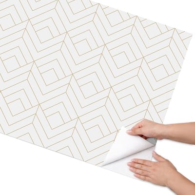 Coloray Meubel Wrap Folie - Wit Meubelfolie - 75x150 cm - Decoratiefolie Geometrisch ontwerp - Meubel Wrap Folie - Geometrische Meubelfolie - Plakfolie Meubels - Keuken decoratie - Achtergronden en patronen