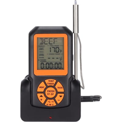 Draadloze Barbecue Thermometer 328ft Afstandsbereik Digitale Keukenthermometer met 1 Sonde voor gray