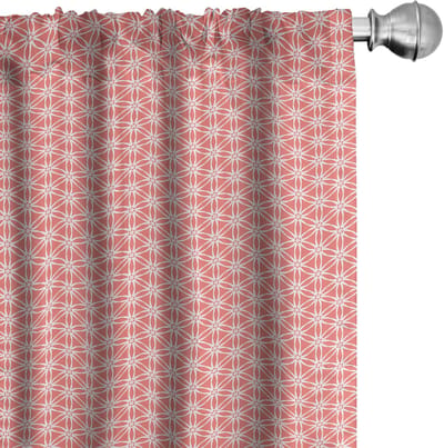 ABAKUHAUS koraalkleurige gordijnen – 2x75x175 cm – damast, zonnebloemprint, koraalwit