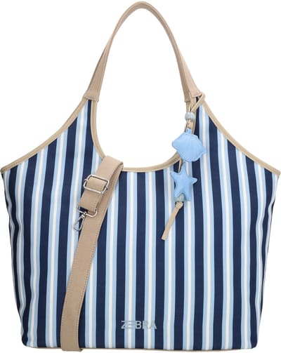 Zebra Trends Sample Shopper - Streeppatroon - Schoudertas - Handtas - Shopper - Bagcharm - Ruim - Strand - Stad - Tote Bag - Dames Tas - Middenblauw