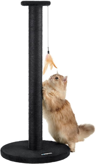 ACAZA Krabpaal - Krabpaal voor Katten - 90 cm - Zwart - Krabpaal voor Grote Katten - Kattenpaal - Kattenkrabpaal - Krabpalen