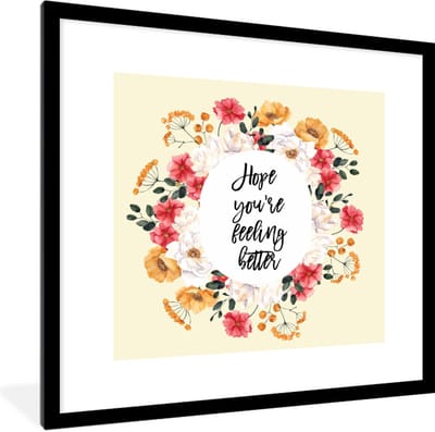 Fotolijst incl. Poster - Sterkte - Quotes - Plant - Hope - 40x40 cm - Posterlijst
