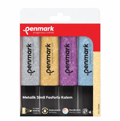 Penmark Metalic Highlighters - Markeerstiften - Glitter markers - 4 stuks - 1-5 mm