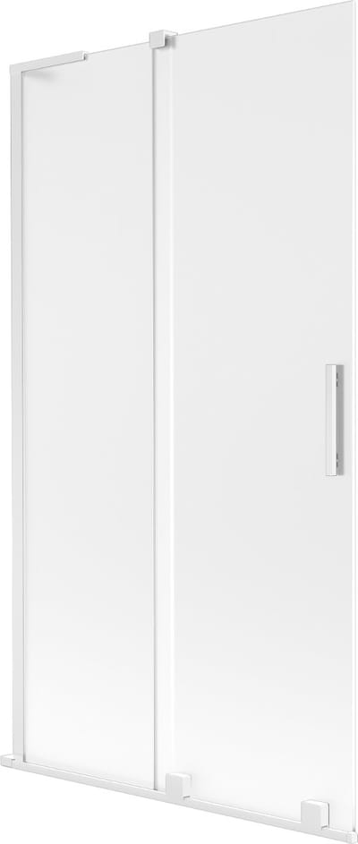 Mexen Velar L badwand scherm 2-delig schuifbaar 100 x 150 cm, matglas, wit - 896-100-003-31-20