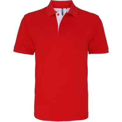 Asquith & Fox Heren Klassieke Pasvorm Contrast Poloshirt (Rood/wit)