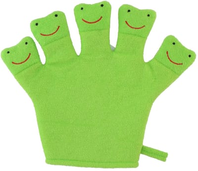 Badhandschoen voor Kinderen Groene Kikker - Baby Shower Glove - Douche Handschoen - Washandjes Baby