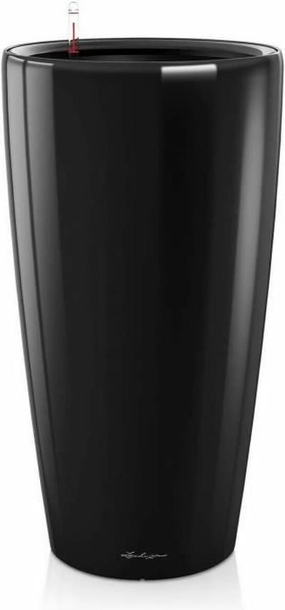 LECHUZA RONDO PREMIUM 40 - Plantenbak - met uitneembare binnenbak - met bewateringssysteem - ALL-IN-ONE set met LECHUZA-PON - zwart hoogglans