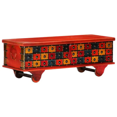 vidaXL - Opbergkist - 110x40x40 - cm - massief - acaciahout - rood