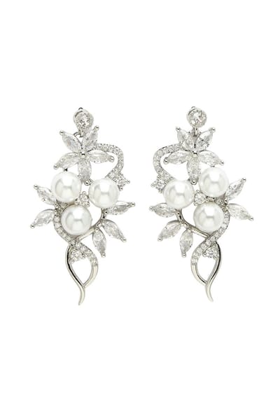 AVANT-GARDE PARIS Diva Collection Oorbellen - Fashionable Floral - 1 stuk - Zilver met zirconia stenen