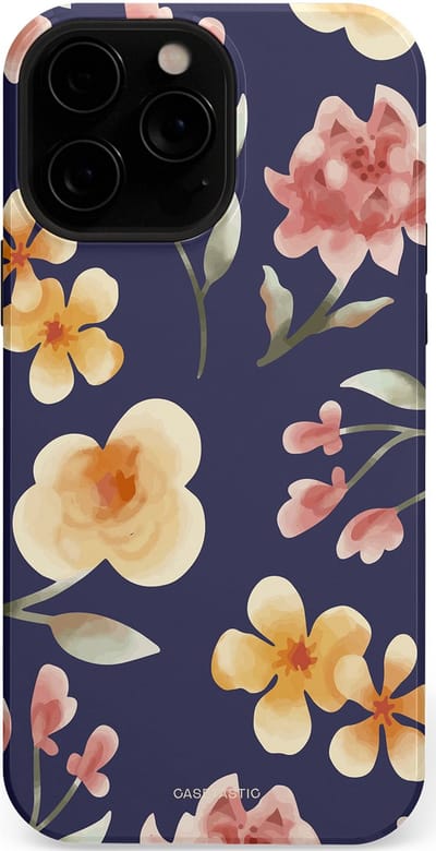 Casetastic Hoesje Geschikt voor Apple iPhone 13 Pro Magsafe - Stijlvolle Beschermende Duo-layer Case - Bloesemnacht Marine