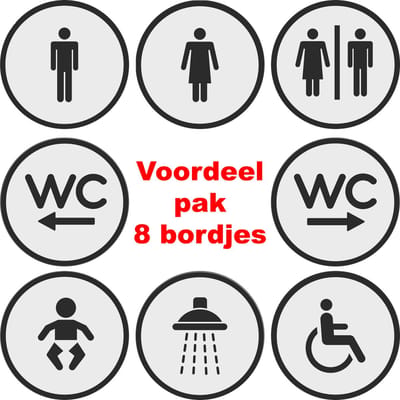 12.5 cm Rond 8 bordjes Voordeel pakket | toilet bordjes - WC bordjes | 125 mm rond 3 mm dik | Wit Zwart | Bio plastic